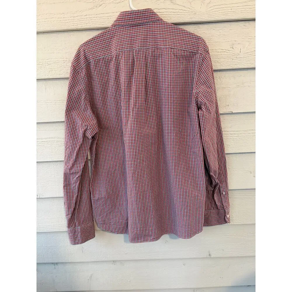J.Crew Slim Red Plaid Button Down Shirt Size L 100% Cotton